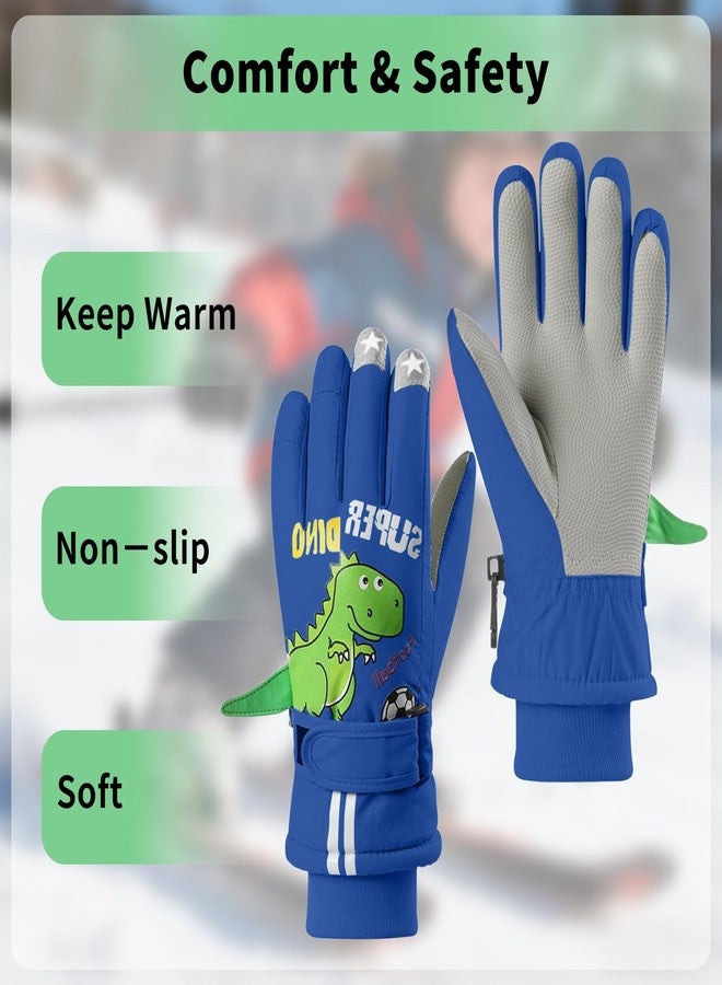 DUFFOBAN Kids Snow Gloves for Boys & Girls - Winter Warm Ski Gloves with Anti-Slip Grip, Toddler to Youth Cold Weather Gloves for Skiing, Snowboarding, Outdoor Play, Blue - Image 2